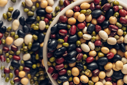 Assorted Legumes and Beans in a Bowl on Wooden Surface