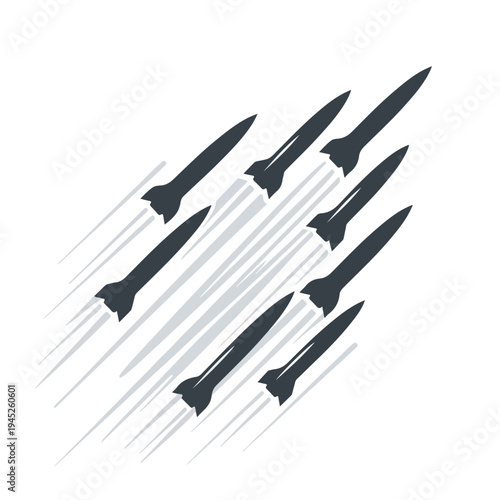 vector flat several missiles launching in the air 9