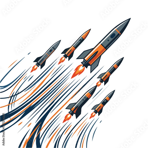 vector flat several missiles launching in the air 6