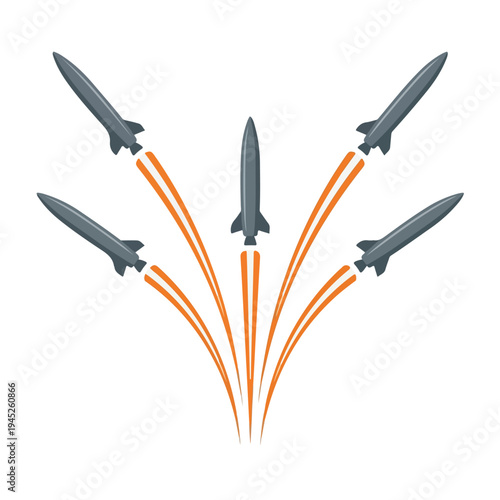 vector flat several missiles launching in the air 6
