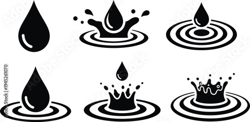 Water droplet silhouette icons