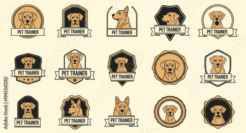 Collection of Dog Pet Trainer Logos and Emblems.