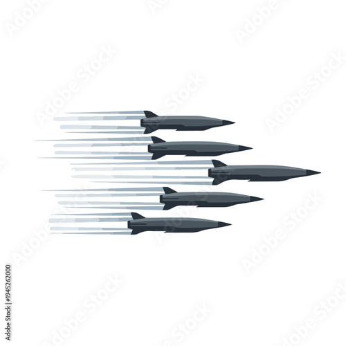 vector flat several missiles launching in the air 1