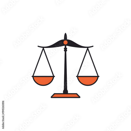 Minimalist vector icon of balanced scale symbol of justice and law for legal services or court concept