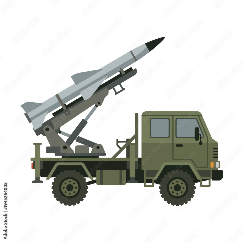 Obraz premium vector flat missile launcher vehicle 008