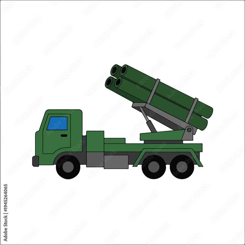 Obraz premium vector flat missile launcher vehicle 009