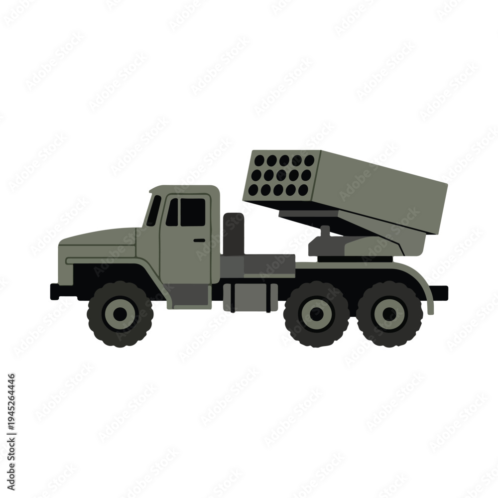 Obraz premium vector flat missile launcher vehicle 004