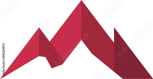 Geometric dark red mountain range abstract shape represents.