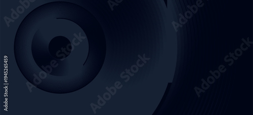 Blue abstract background with glowing circles. Swirl circular lines pattern. Geometric spiral. Twirl element. Modern graphic design. Futuristic technology concept.