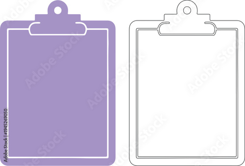 Solid black and purple clipboard silhouettes clipboards
