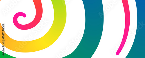 Colorful abstract spiral swirl background. Retro rainbow curved lines design. Modern geometric wave pattern. Vibrant gradient arc shapes. Isolated vector illustration. Transparent background