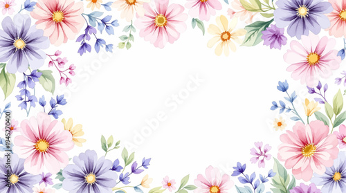 Elegant floral border adding charm to a peaceful white invitation page