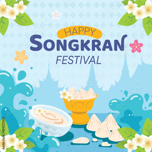 Happy Songkran Festival Illustration