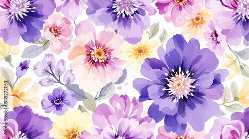 Elegant watercolor garden border surrounding a luminous open space for special notes