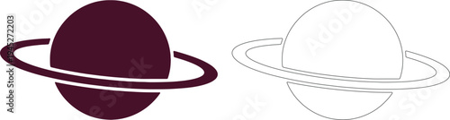 Solid black silhouette of a planet with rings