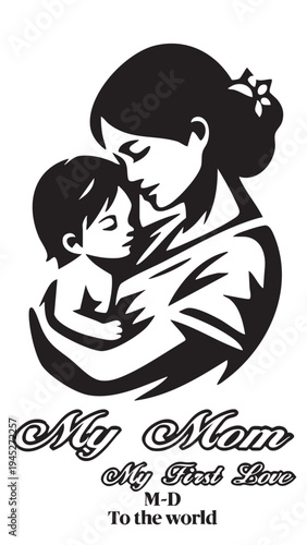 Mother and child love vector illustration with affectionate embrace and heartfelt text celebrating maternal bond and appreciation