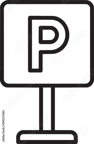 Parking zone sign board representing comfortable workplace and convenient location concept outline vector illustration graphic design
