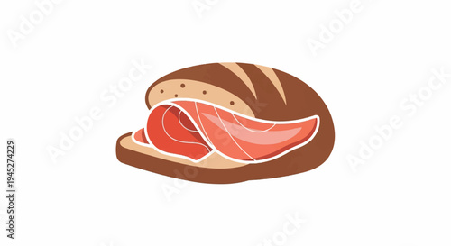 Simple illustration of a sandwich with a bun and pink filling