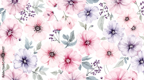 A Lively Meadow Of Wildflowers Painted With Joyful Spring Colors