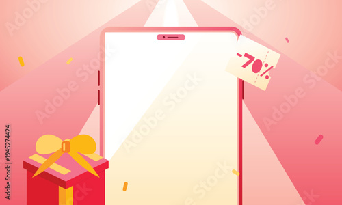 Mobile phone with discount offer and gift box