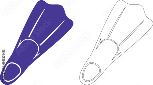 Swim fin silhouettes diving flippers