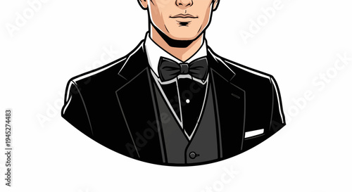 Stylized man in tuxedo, ready for formal occasion