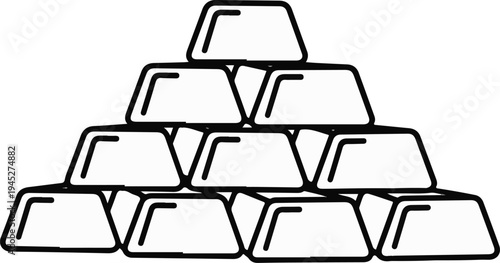 Stack of gold bars forming a pyramid