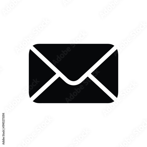 Simple black envelope icon with a white angled flap design
