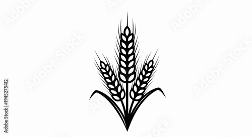 Stylized illustration of three black wheat stalks on a white background