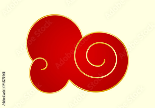 Red Gold traditional Chinese cloud. Luxury gradient element