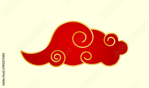 Red Gold traditional Chinese cloud. Luxury gradient element