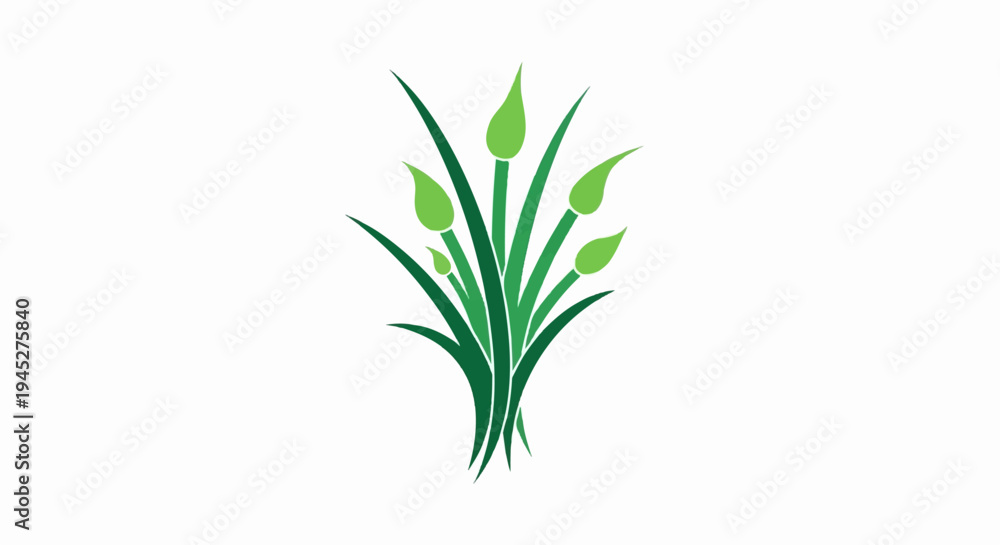 Naklejka premium Stylized green shoots and buds on a white background