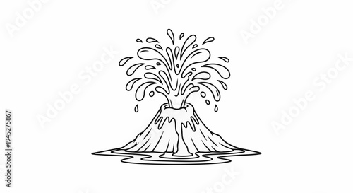 Stylized cartoon eruption of a volcano spewing water