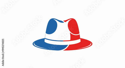 Stylized fedora hat in red, white, and blue