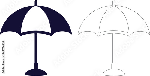 Tiny beach umbrella silhouettes black