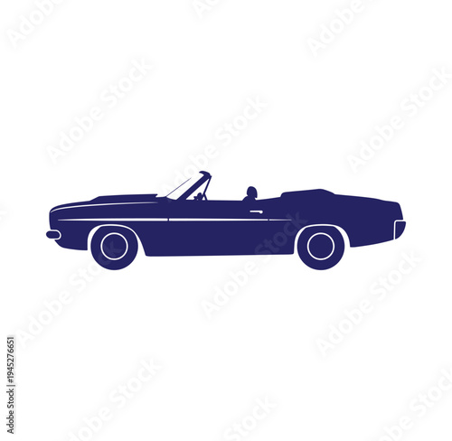 classic convertible car silhouette with driver  side view