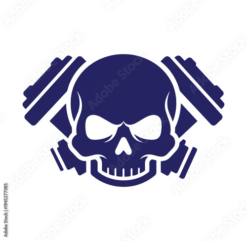 skull with dumbbells fitness symbol graphic design element