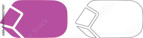 Tiny eraser silhouette shapes in purple and black