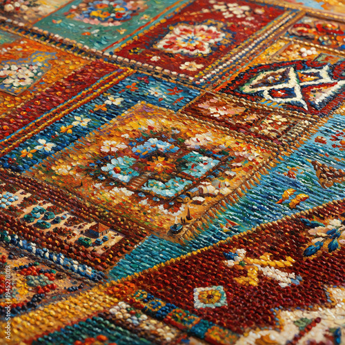 Impasto Rug Mosaic Landscape Oil Painting
