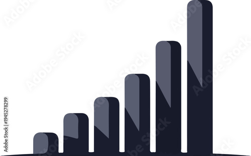 Upward trend represented by increasing vertical bars