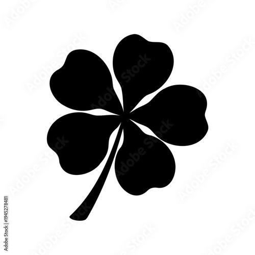Four leaf clover in black and white signifying good fortune and luck