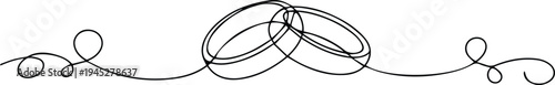 Elegant wedding rings line art infinity flourish vector icon