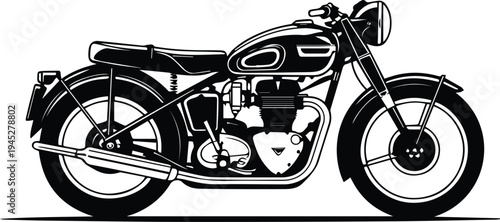 Vintage classic motorcycle detailed illustration outline vector icon