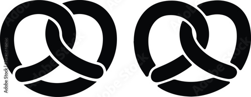 Minimalist black pretzel silhouette bakery food vector icon