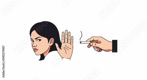 Woman refuses cigarette offered by hand