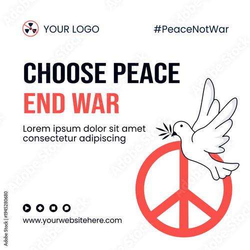 Stop Nuclear Weapons Peace Campaign Social Media Illustration Flat Cartoon Hand Drawn
