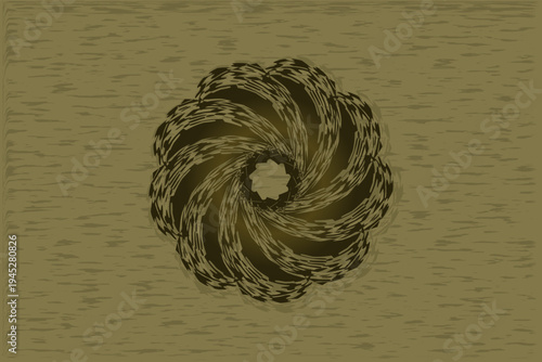 Abstract spiral fractal pattern featuring dynamic swirling shapes arranged in circular motion.