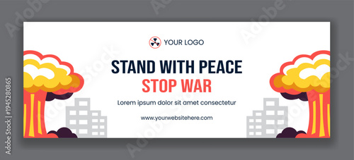 Choose Peace End War Stop Nuclear Weapon Social Media Cover Flat Cartoon Background