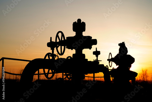 Oil pipeline valves in the oil and gas industry.
