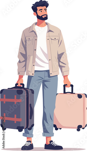 uomo donna in viaggio con valigie trasporto vettoriale